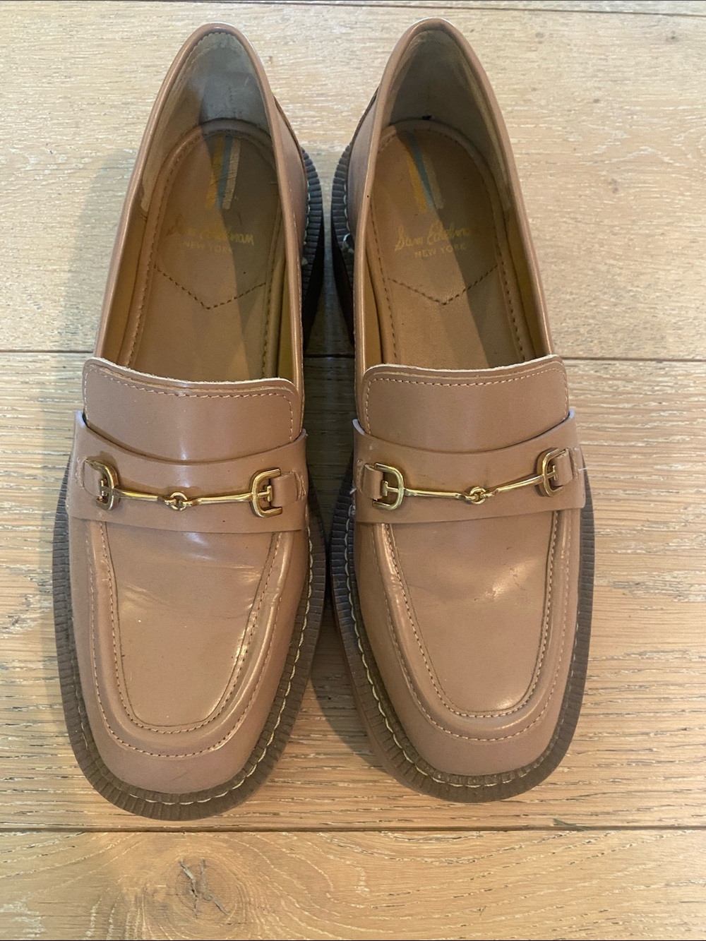 Sam Edelman Tan Leather Horsebit Loafers